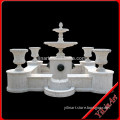 White Stone Garden Water Fountain With Flower pots